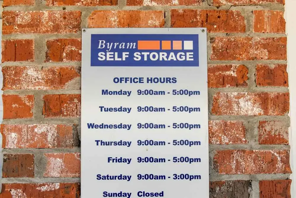 Storage Facility Signage Hours